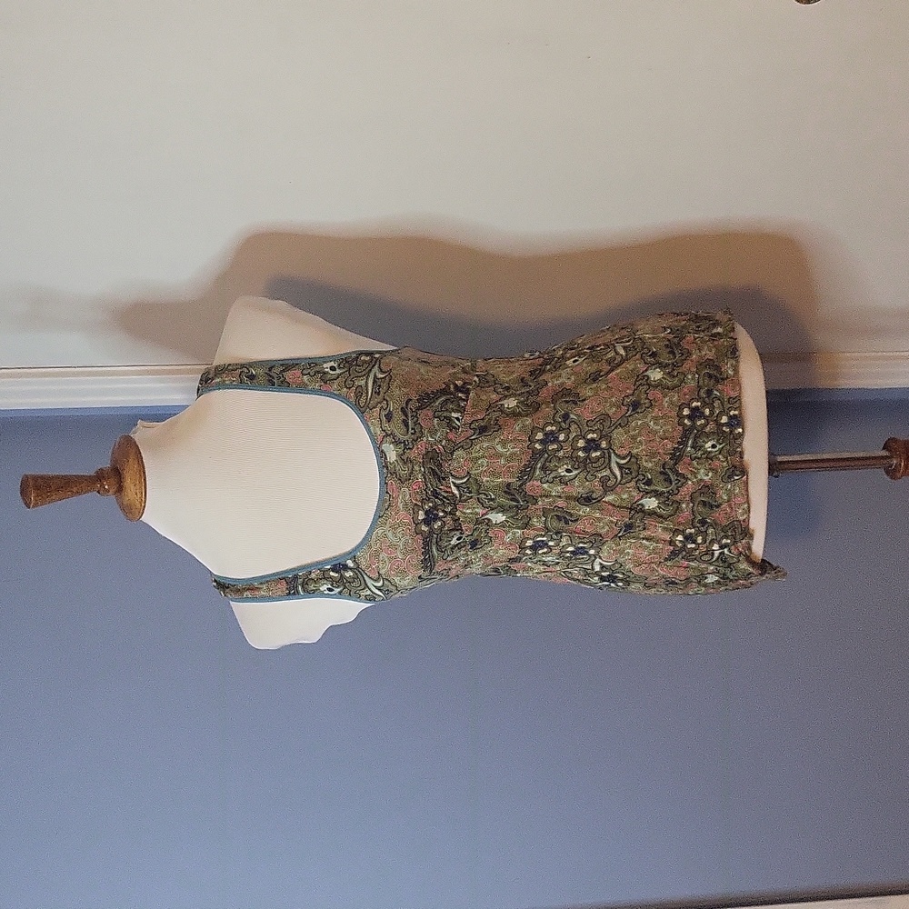 Free People Tank Top Racerback Green Scoop Neck Floral Small - Picture 1 of 5